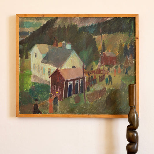 Vintage Art Room Original OIl Painting from Sweden