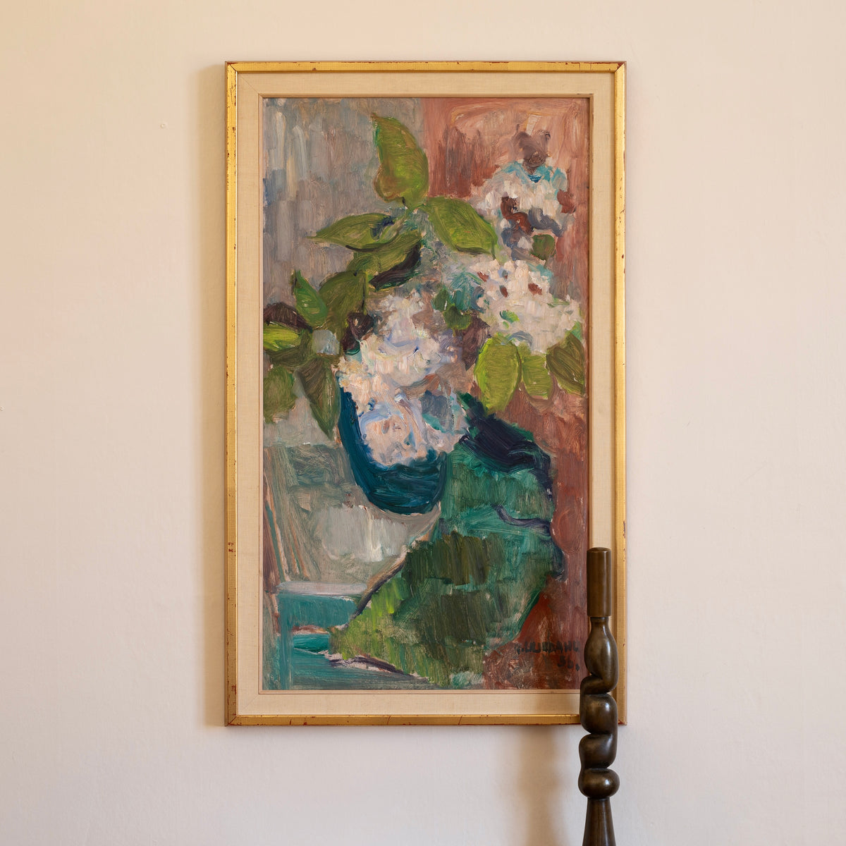 Mid Century Vintage Art Original Interior Oil Painting from Sweden