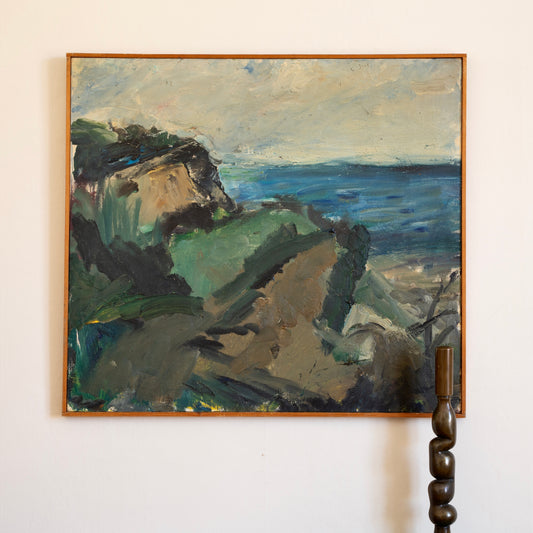 Vintage Art Original Coastal Oil Painting From Sweden