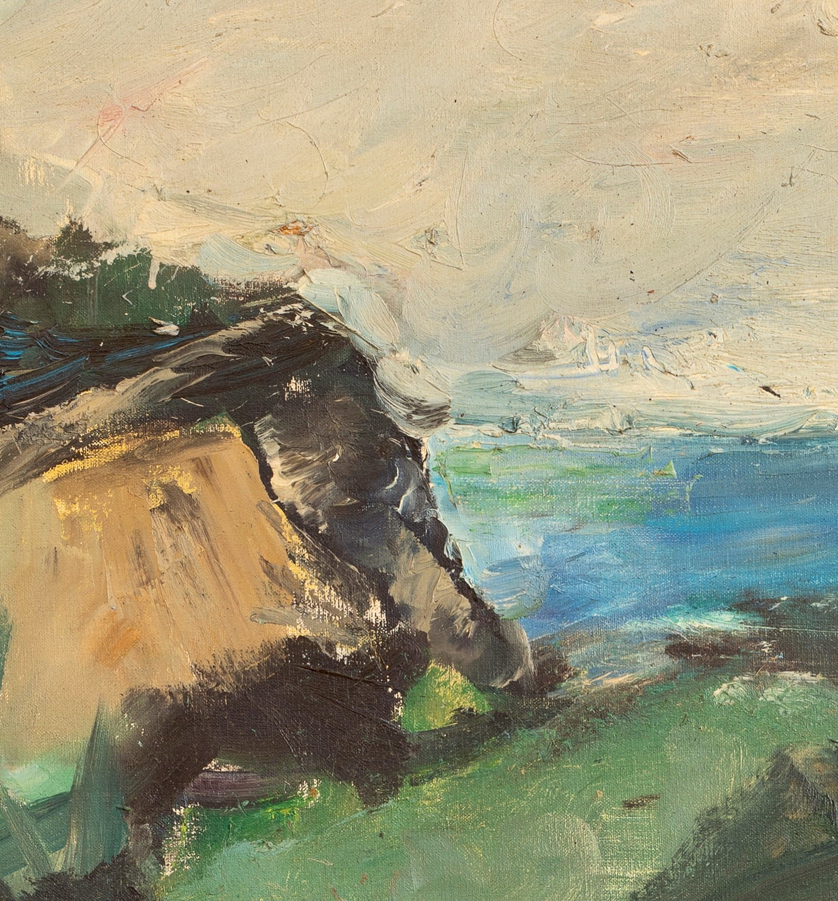 Vintage Art Original Coastal Oil Painting From Sweden