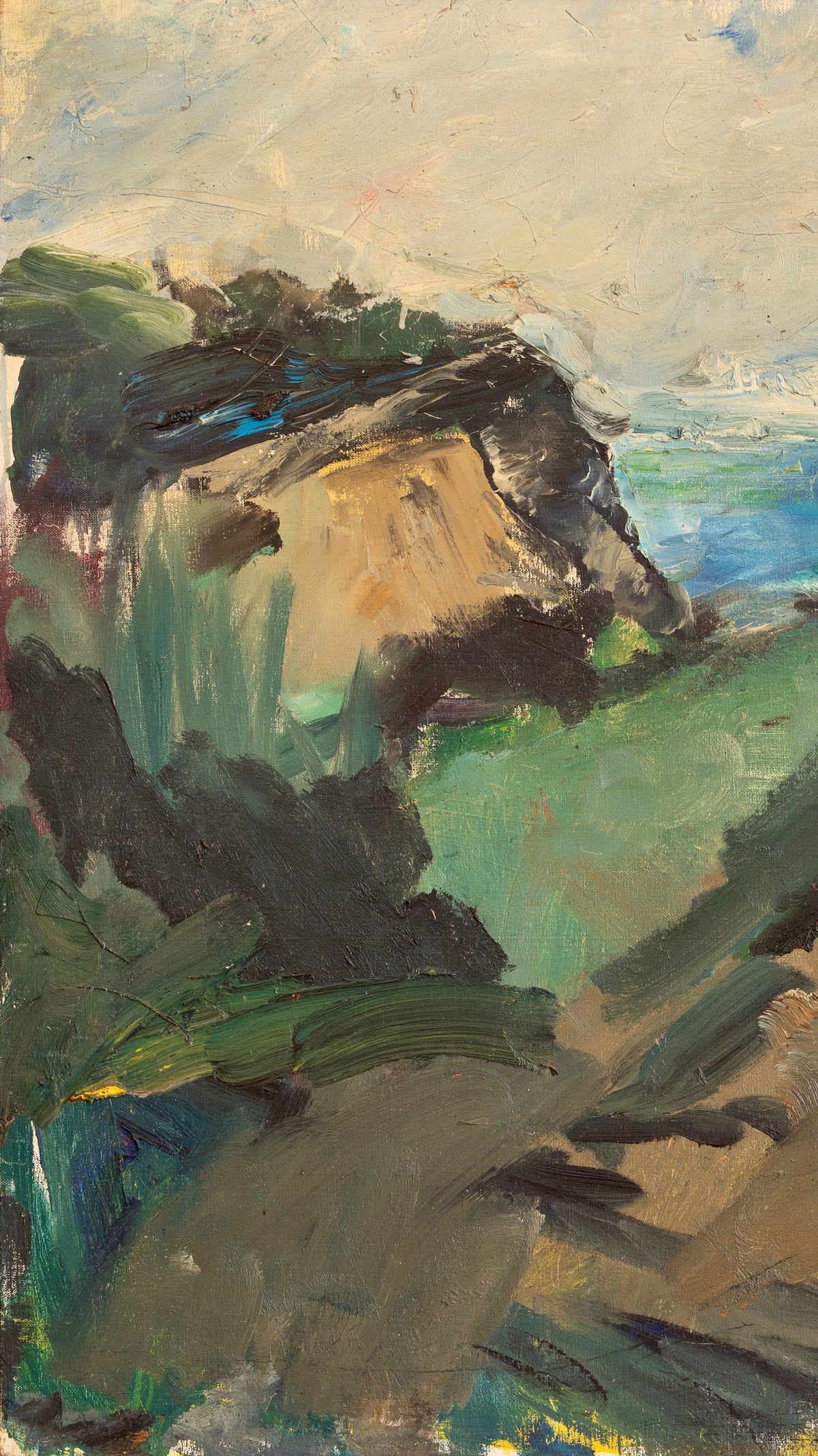 Vintage Art Original Coastal Oil Painting From Sweden