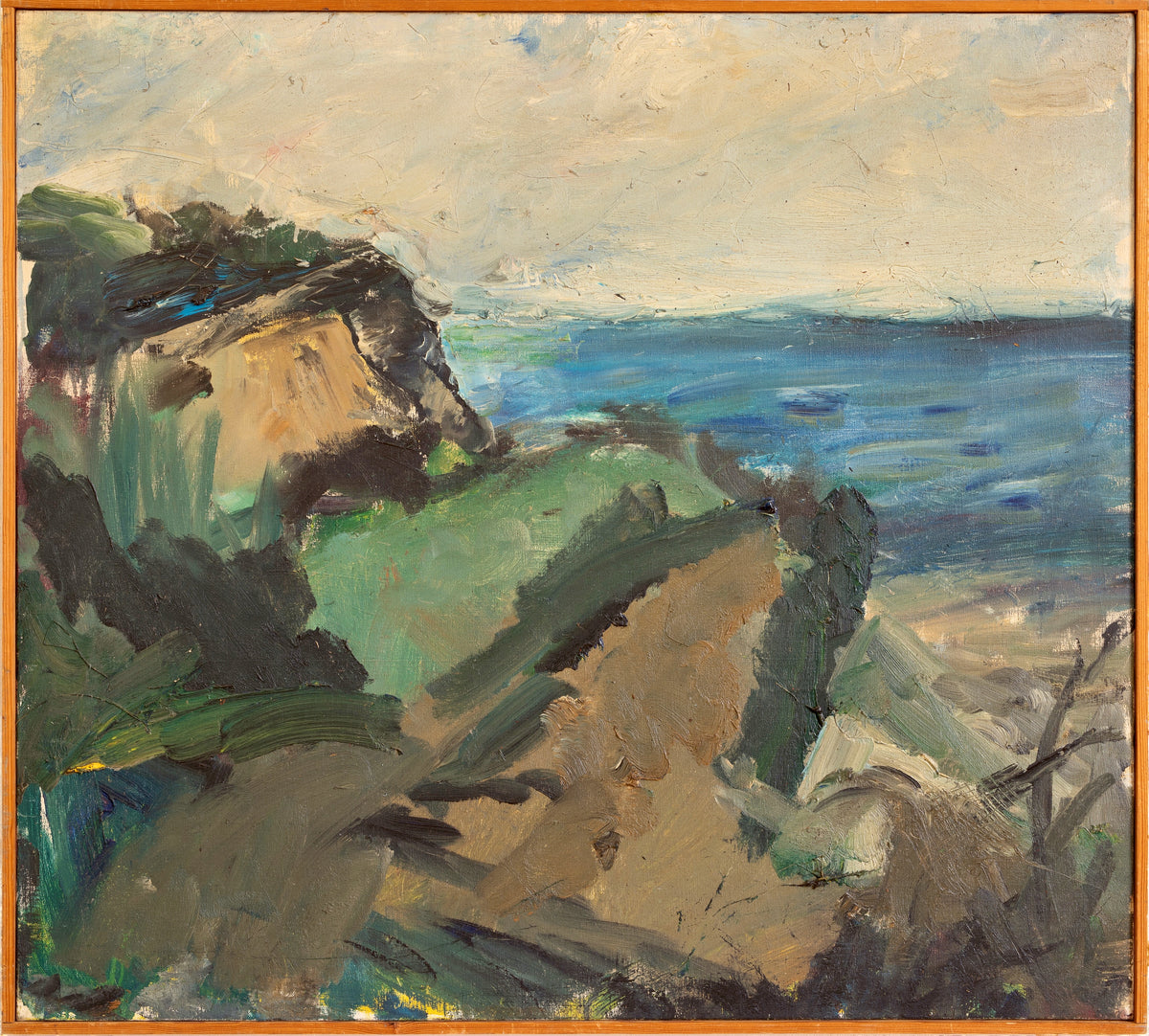 Vintage Art Original Coastal Oil Painting From Sweden