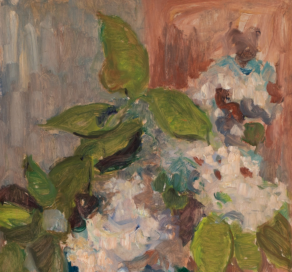 Mid Century Vintage Art Original Interior Oil Painting from Sweden