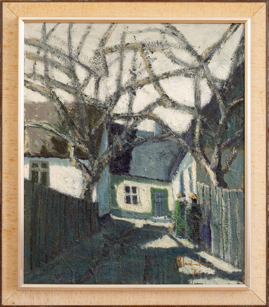 Mid Century Original Oil Painting From Sweden by K Christensen