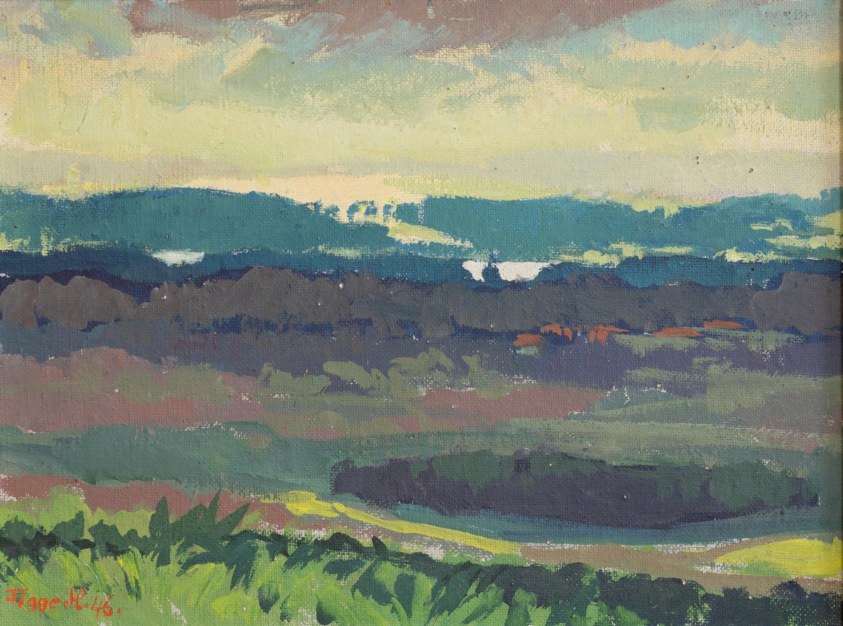 Striking Mid Century Vintage Landscape Oil Painting from Sweden