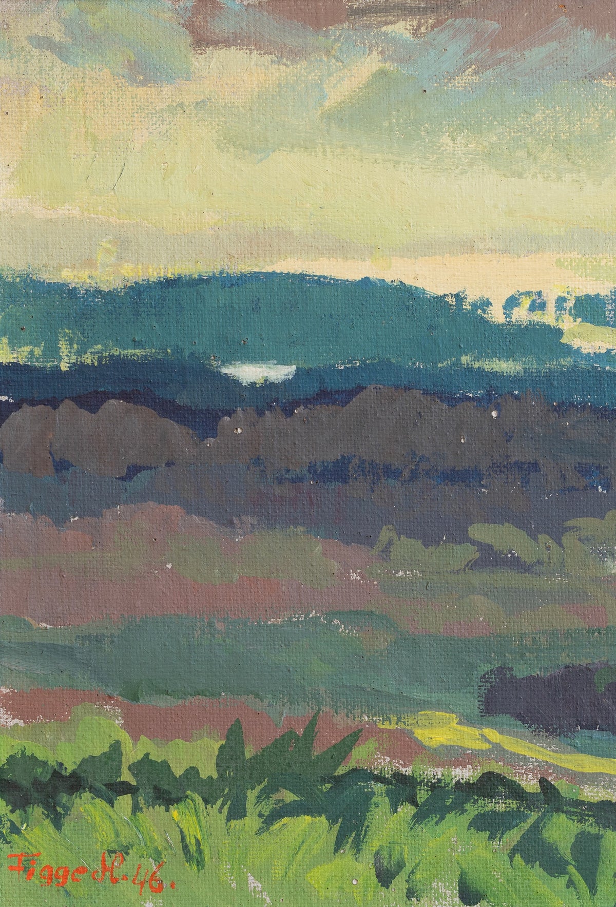 Striking Mid Century Vintage Landscape Oil Painting from Sweden