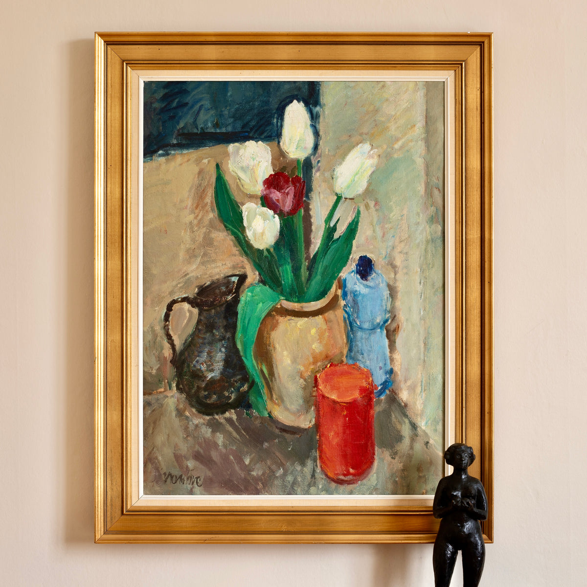 Vintage Mid Century Interior Oil Painting From Sweden