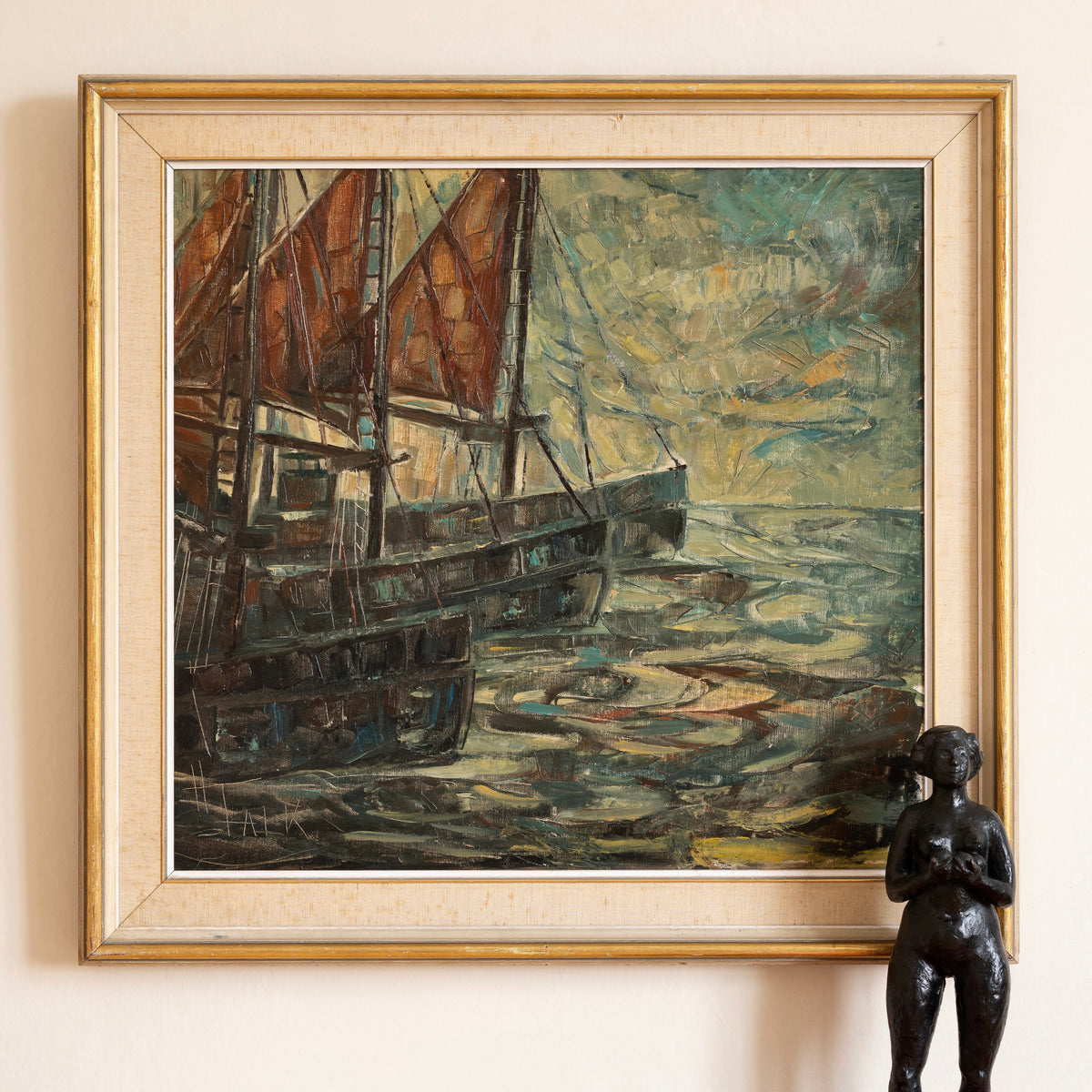 Vintage Art Expressive Oil Painting From Sweden