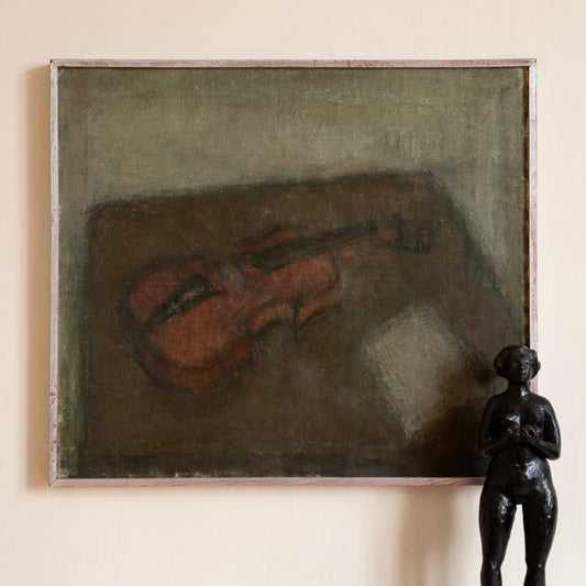 Vintage Art Room Mid Century Still Life Oil Painting From Sweden