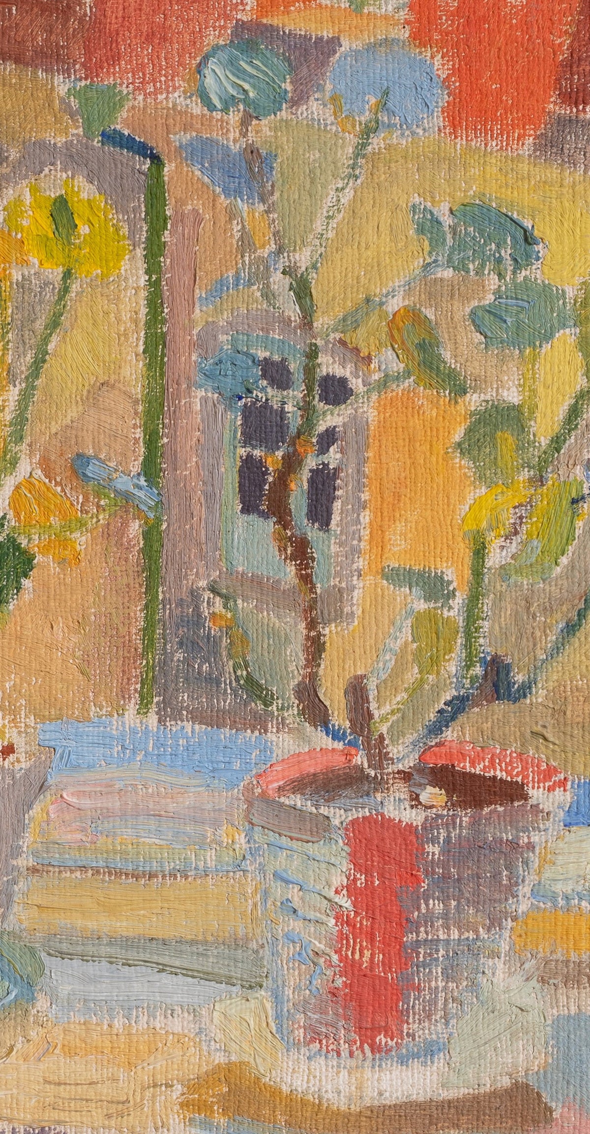 Vintage Mid Century Original Interior Oil Painting from Sweden 1959