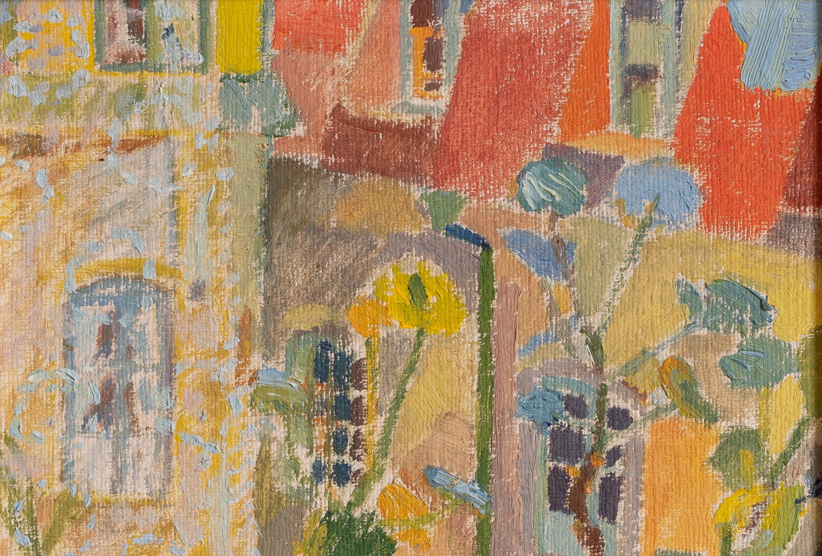 Vintage Mid Century Original Interior Oil Painting from Sweden 1959