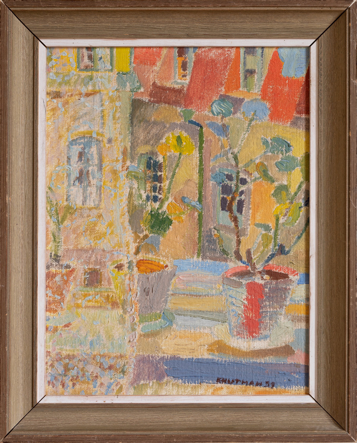 Vintage Mid Century Original Interior Oil Painting from Sweden 1959