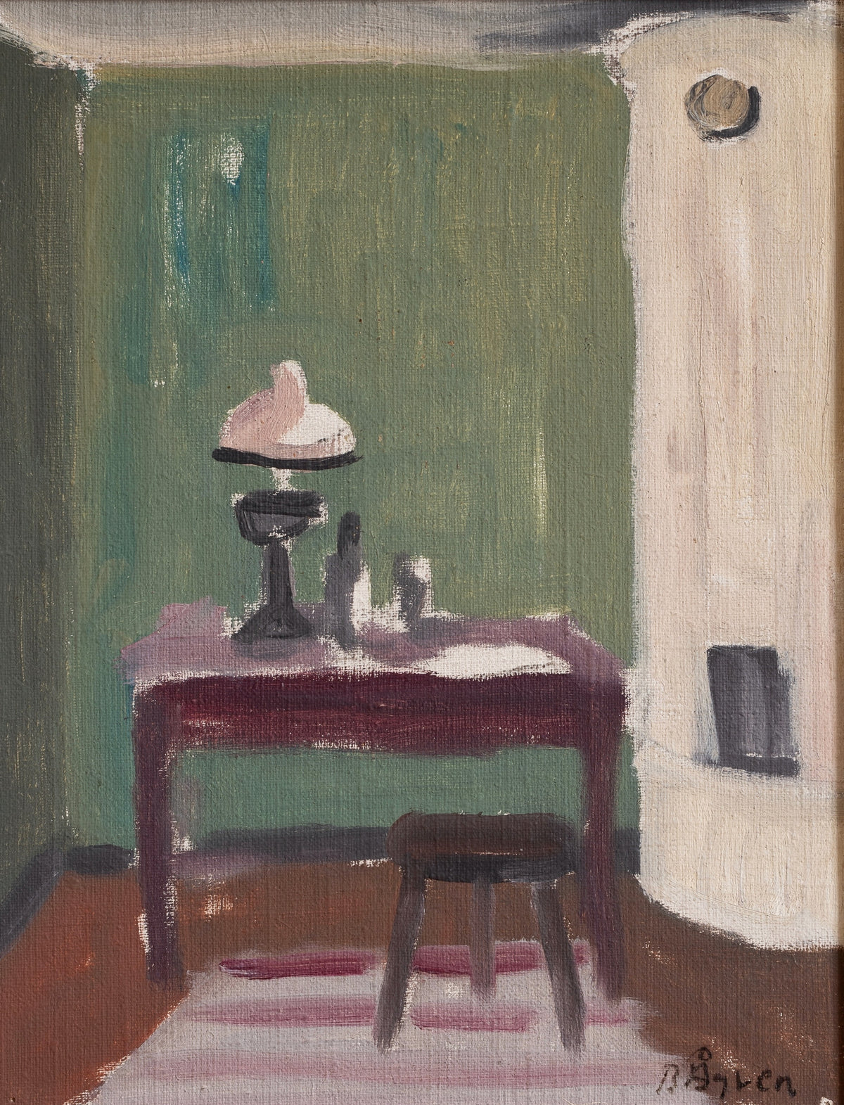 Original Vintage Mid Century Interior Oil Painting from Sweden