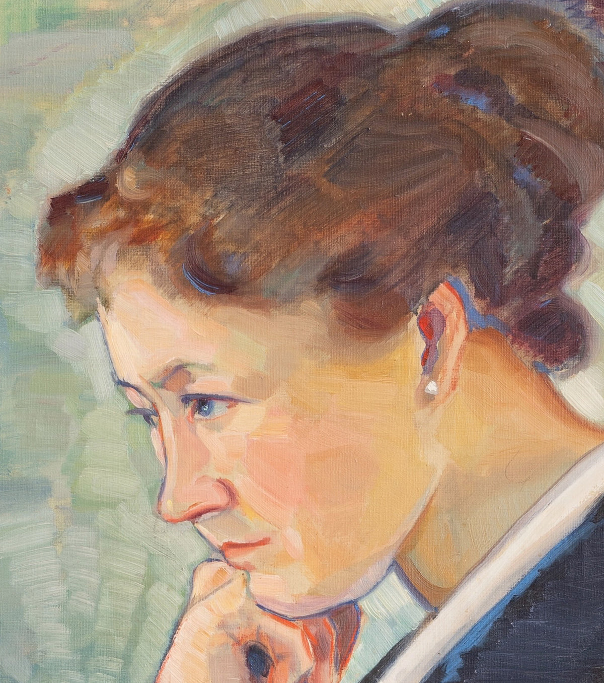 Vintage Swedish Woman's Portrait Oil Painting From Sweden