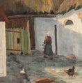 Load image into Gallery viewer, Vintage Original Farmhouse Oil Painting with Chickens From Sweden
