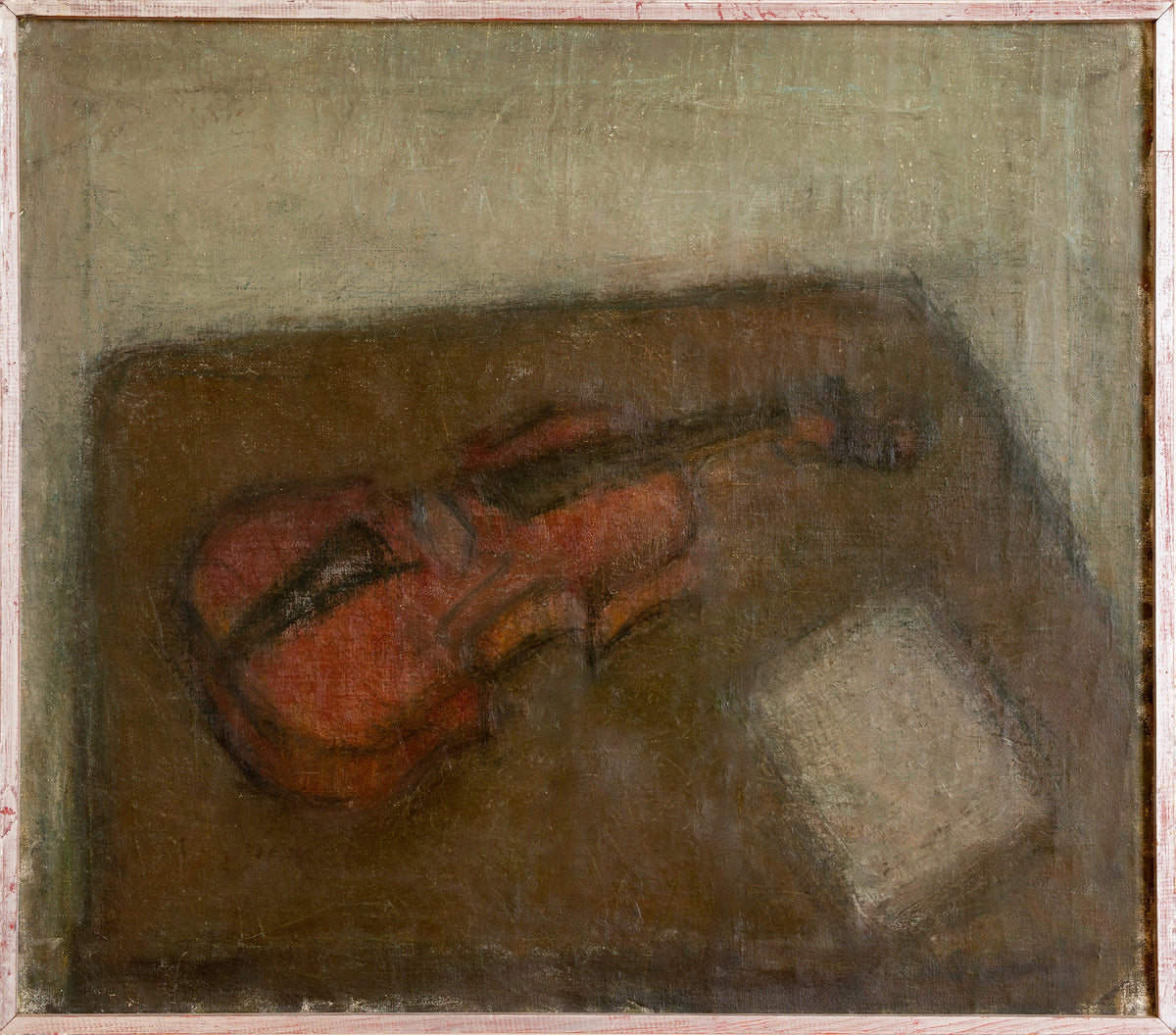 Vintage Art Room Mid Century Still Life Oil Painting From Sweden