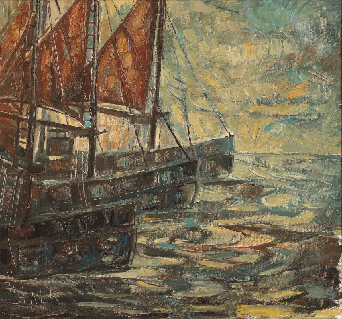 Vintage Art Expressive Oil Painting From Sweden