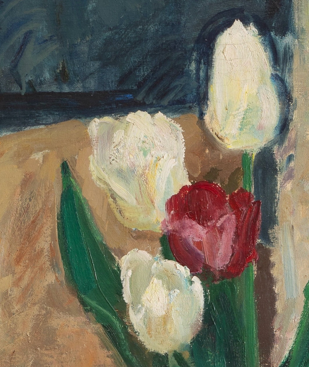 Vintage Mid Century Interior Oil Painting From Sweden