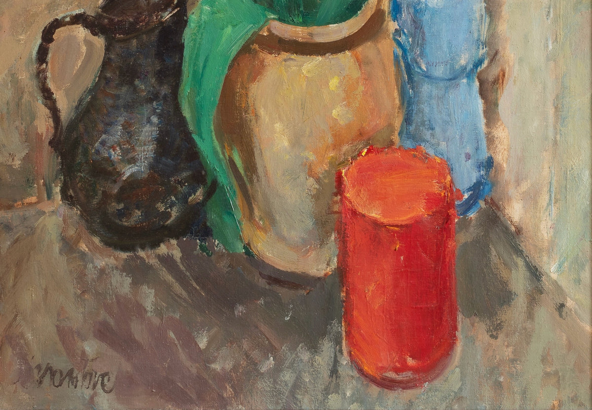 Vintage Mid Century Interior Oil Painting From Sweden