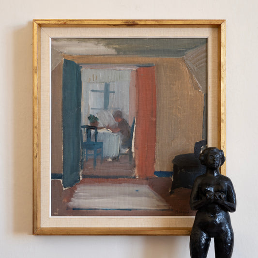 Mid Century Original Interior Oil Painting From Sweden