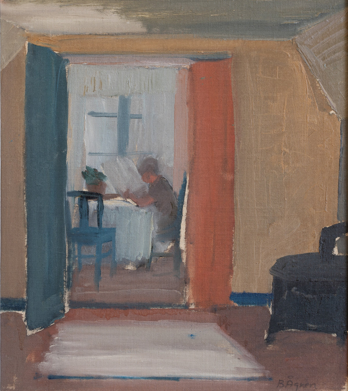 Mid Century Original Interior Oil Painting From Sweden