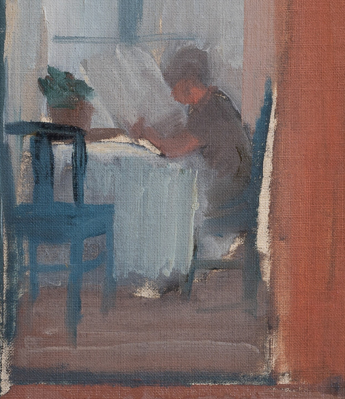 Mid Century Original Interior Oil Painting From Sweden