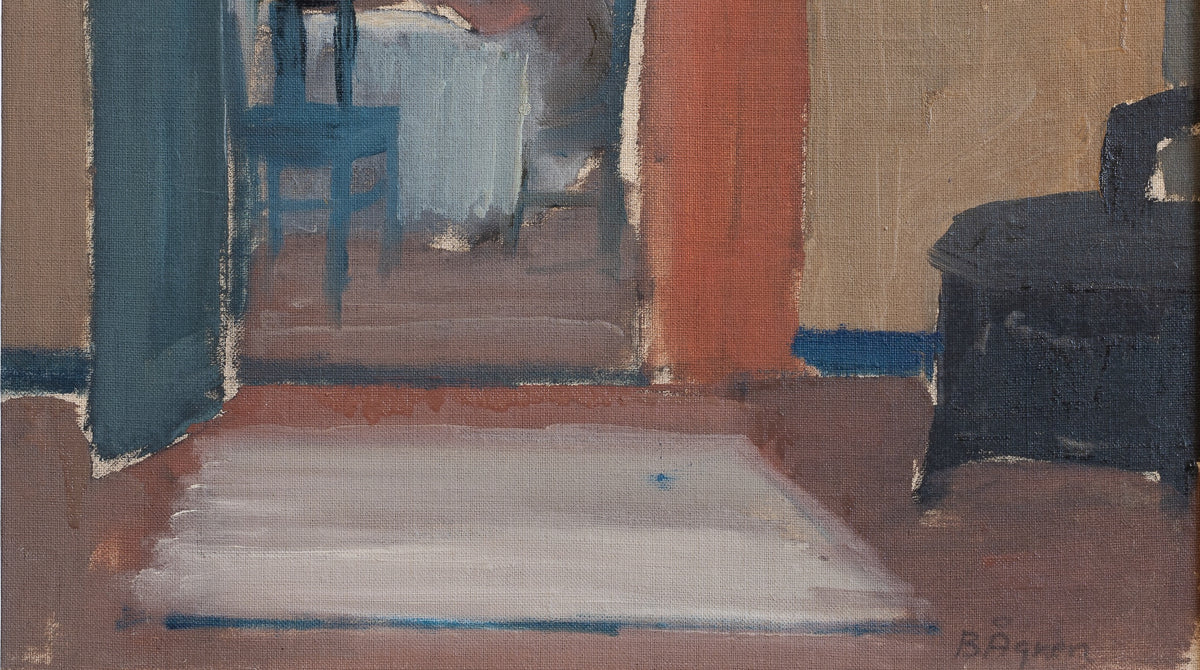 Mid Century Original Interior Oil Painting From Sweden