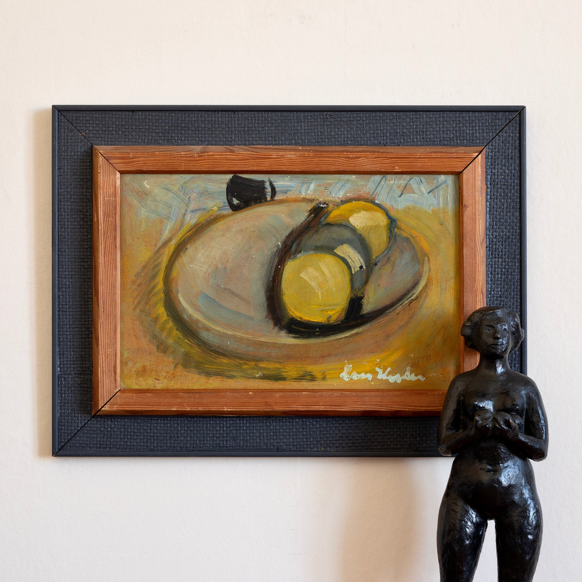 Original Vintage Mid Century Still Life Oil Painting From Sweden