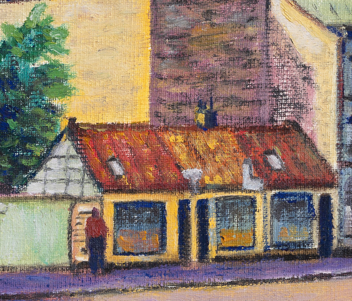 Colorful Vintage Art Original Oil Painting from Sweden