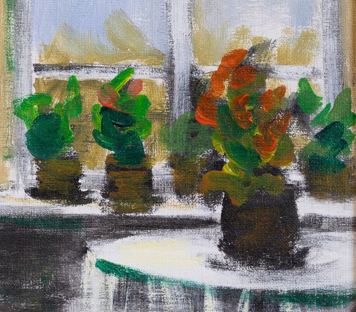 Vintage Art Room Original Interior Oil Painting from Sweden