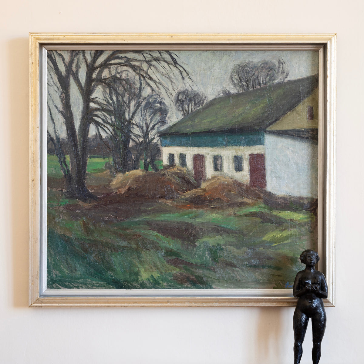 Vintage Art Room Large Original Farmhouse Oil Painting
