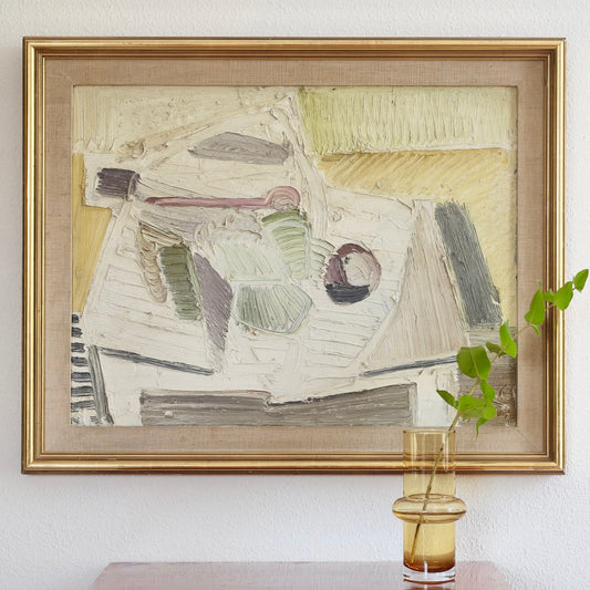 Mid Century Original Still Life Oil Painting From Sweden