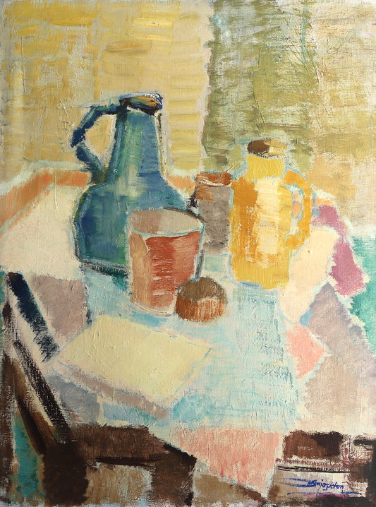 Swedish Mid Century Vintage Art Still Life Oil Painting