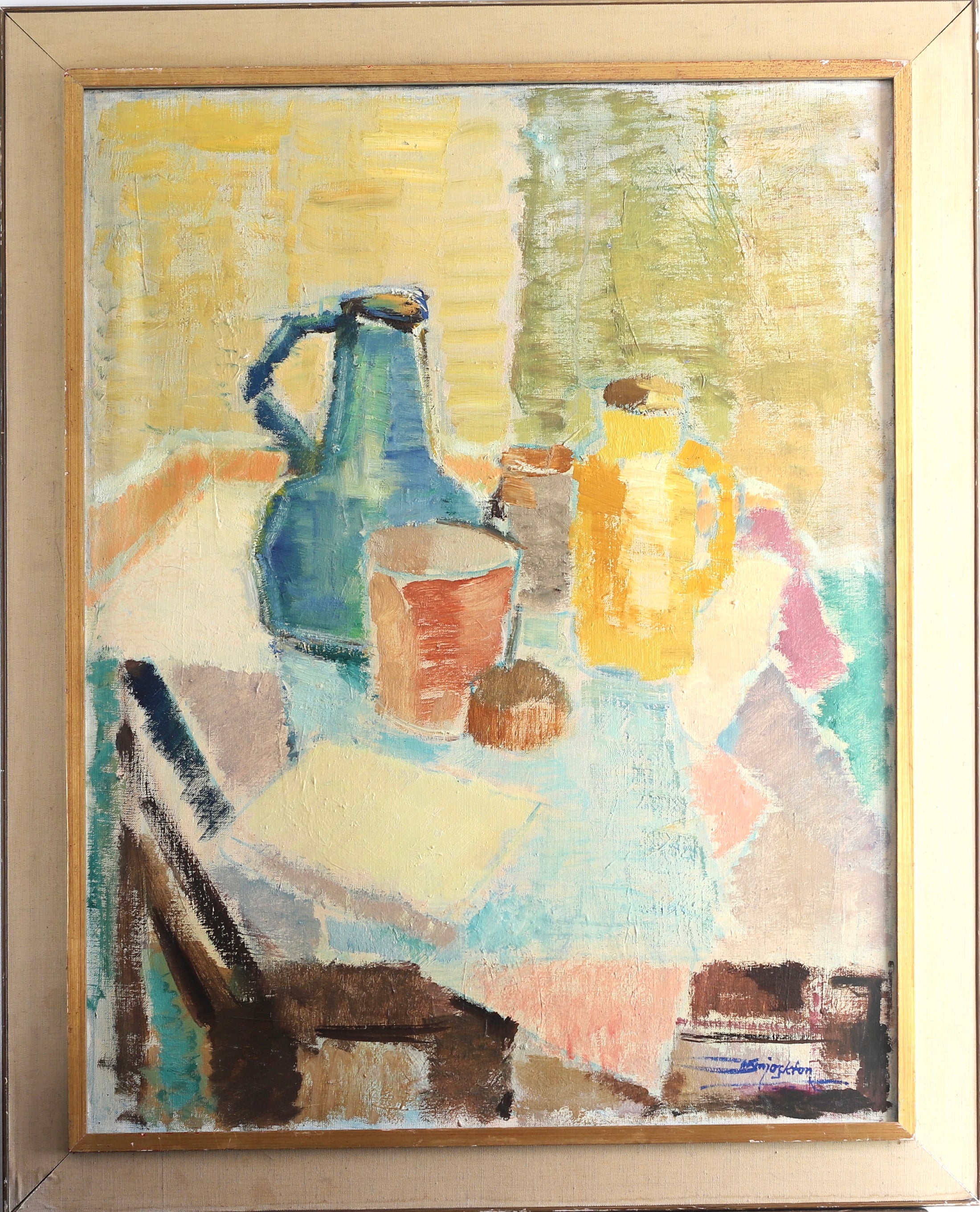 Swedish Mid Century Vintage Art Still Life Oil Painting