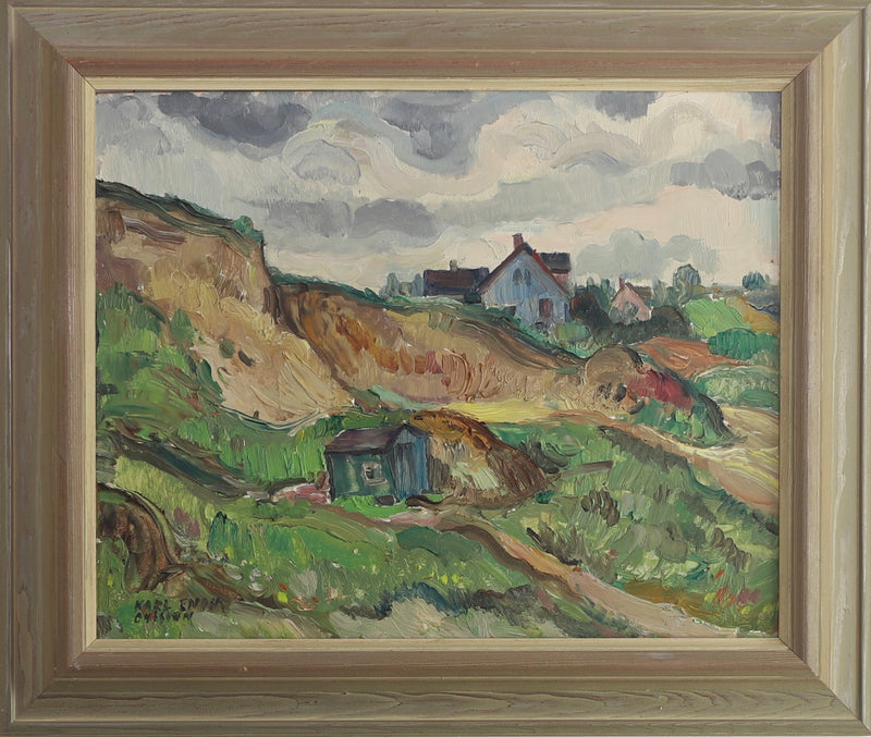 Mid Century Original Landscape Oil Painting By K Ohlsson Sweden