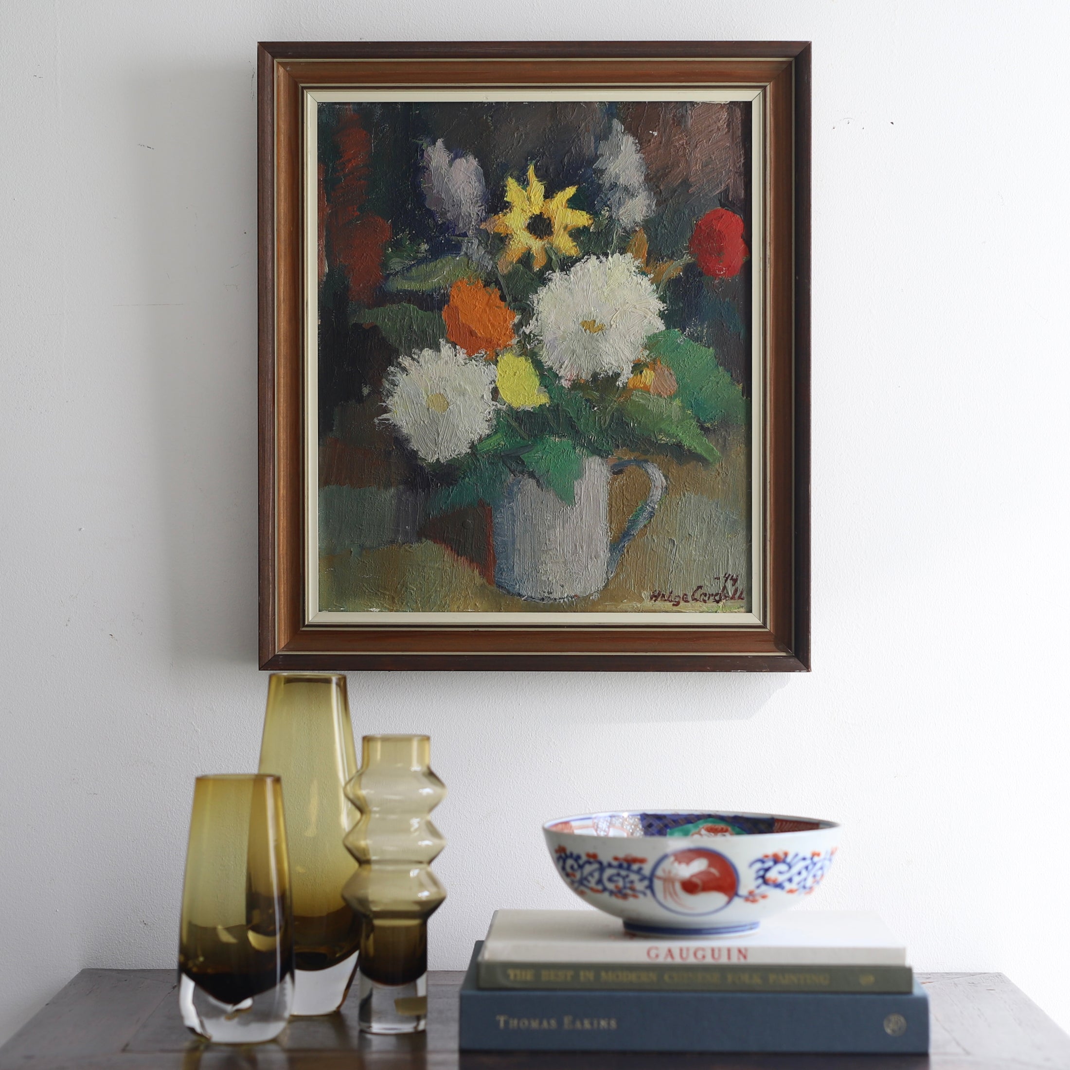 Vintage Art Still Life Original Oil Painting From Sweden H Cardell