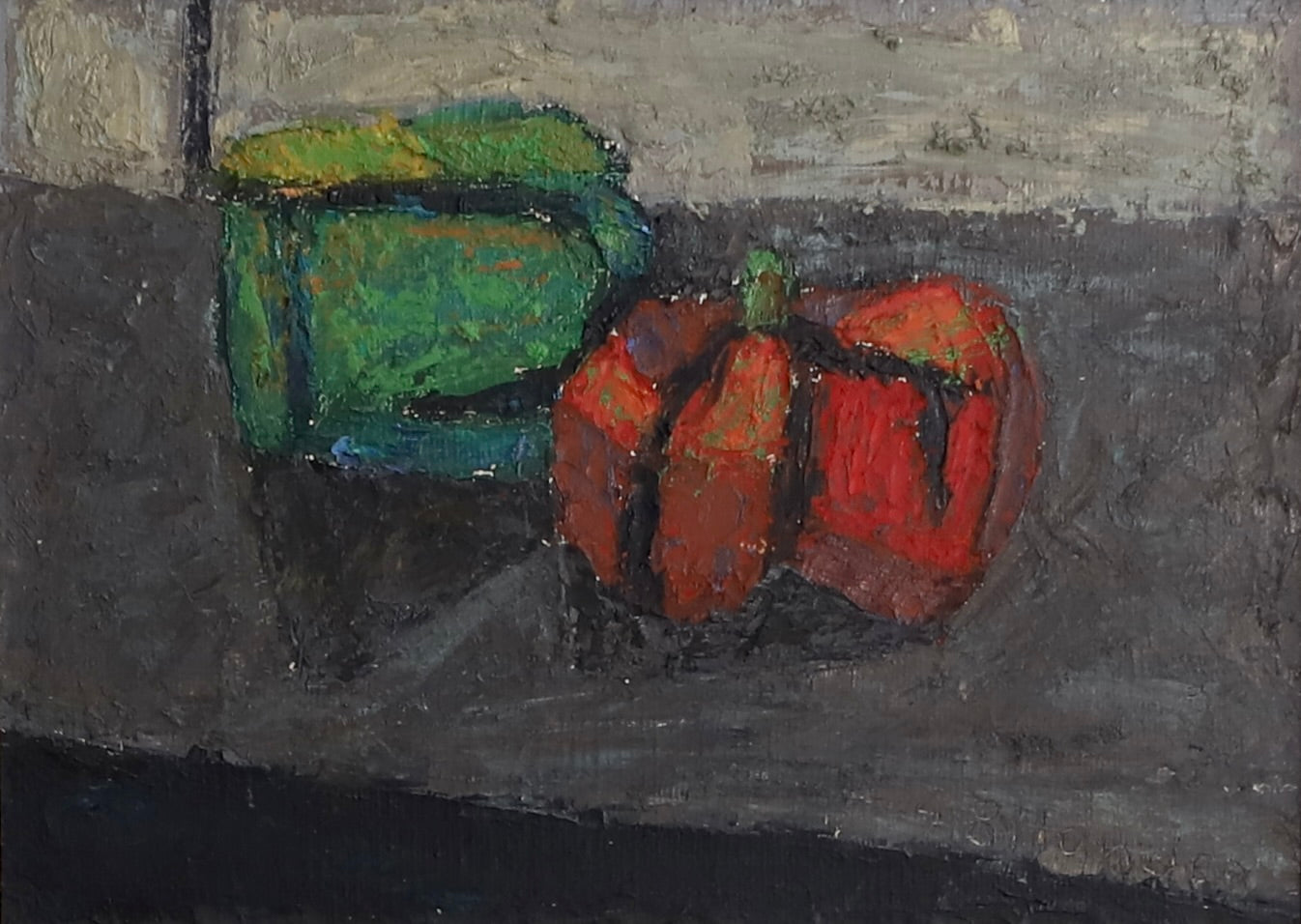 Vintage Mid Century Still Life Oil Painting -Peppers- From Sweden
