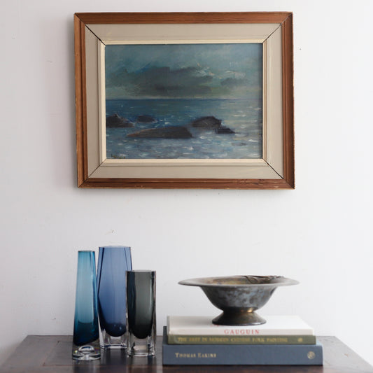 Vintage Original Art Seascape Oil Painting From Sweden