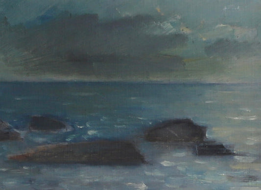 Vintage Original Art Seascape Oil Painting From Sweden