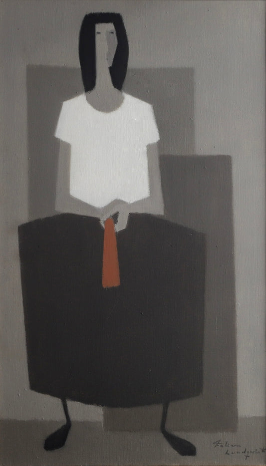 Original Vintage Figurative Oil Painting From Sweden by F Lundqvist