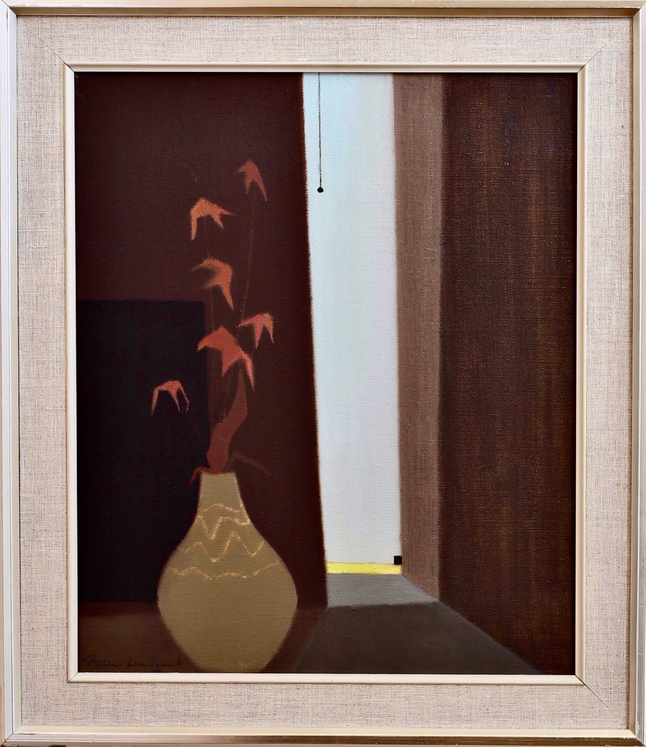 Original Mid Century Vintage Art Still Life Oil Painting From Sweden