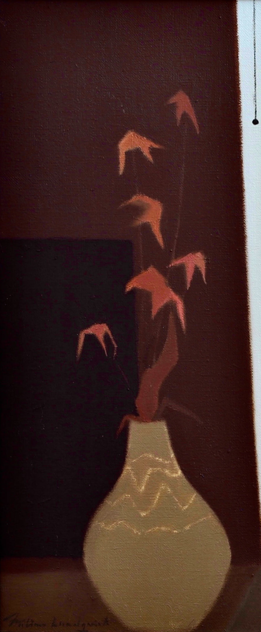 Original Mid Century Vintage Art Still Life Oil Painting From Sweden