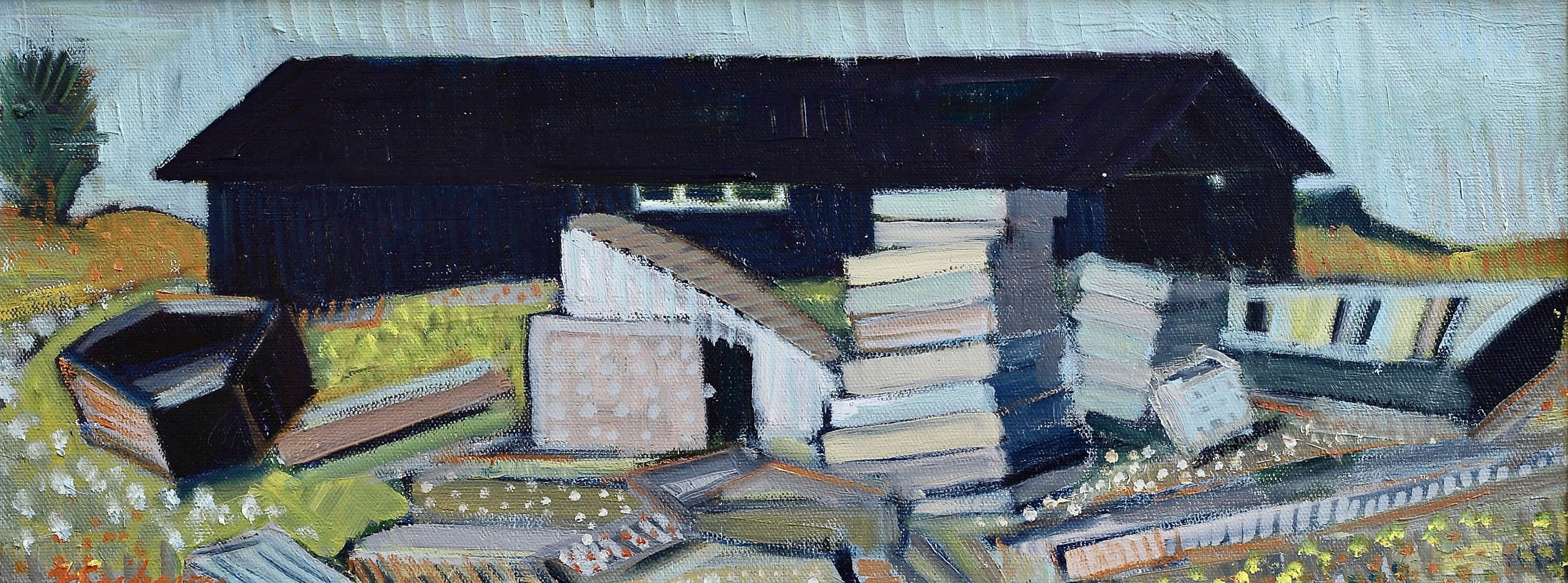 Original Oil Painting Vintage Mid Century Sweden