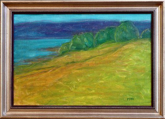 Vintage Art Room Original Colorful Coastal Scene Oil Painting