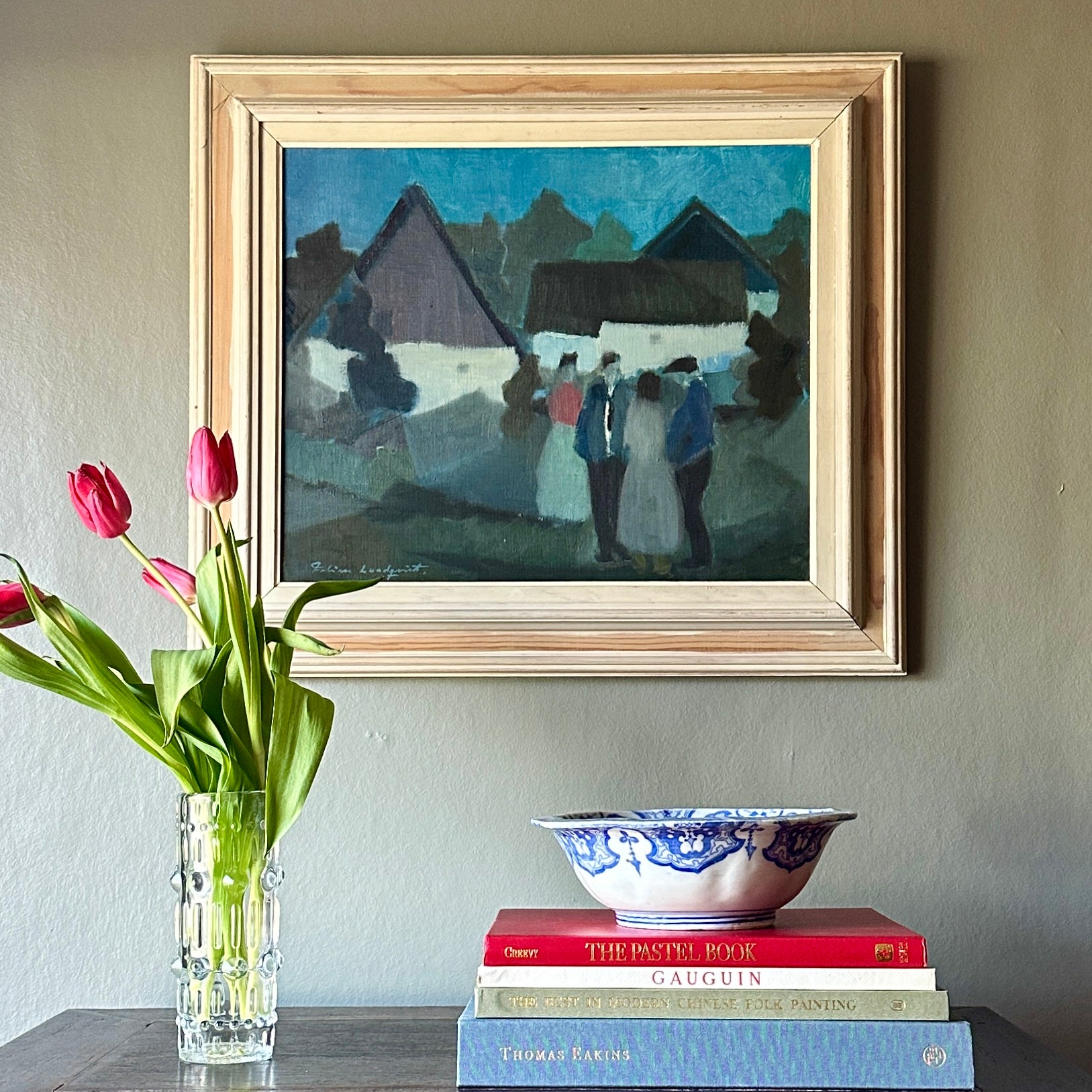 Mid Century Vintage Oil Painting By Listed Artist F Lundqvist