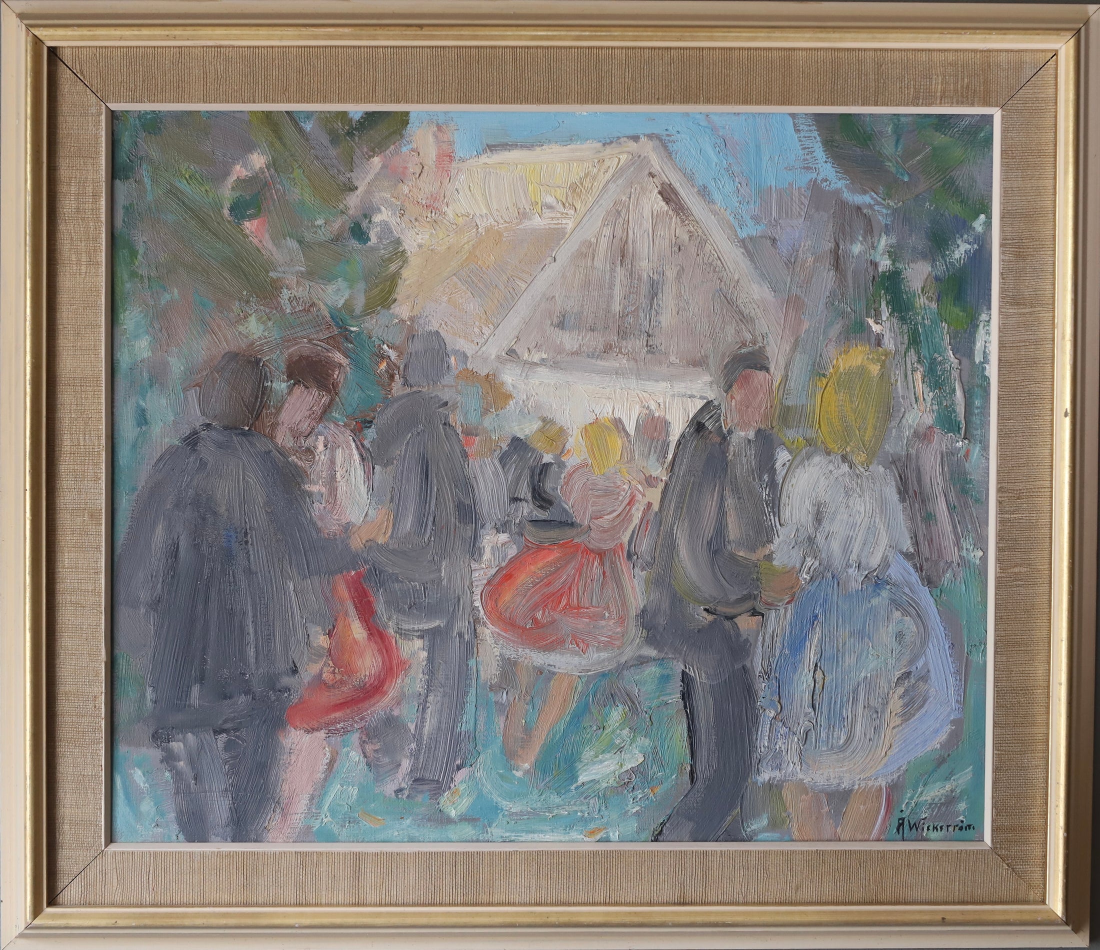 Vintage Art Room Mid Century Original Oil Painting from Sweden