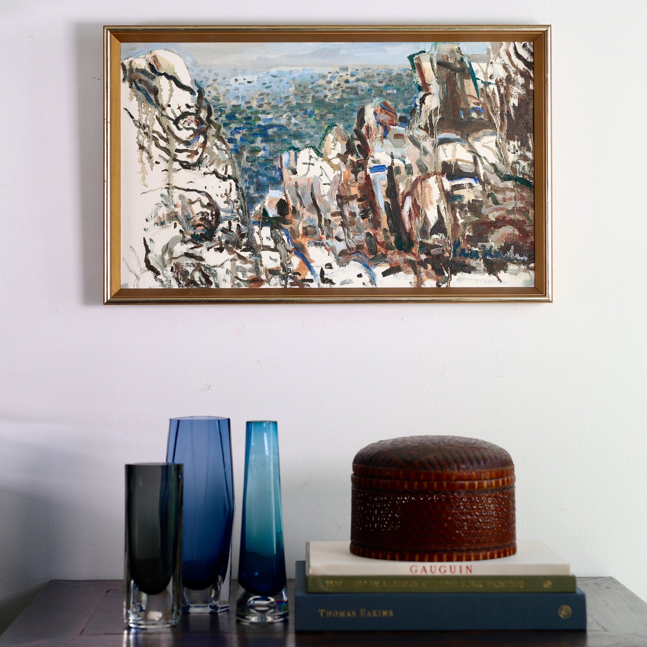 Vintage Mid Century Seascape Oil Painting From Sweden by L Herder