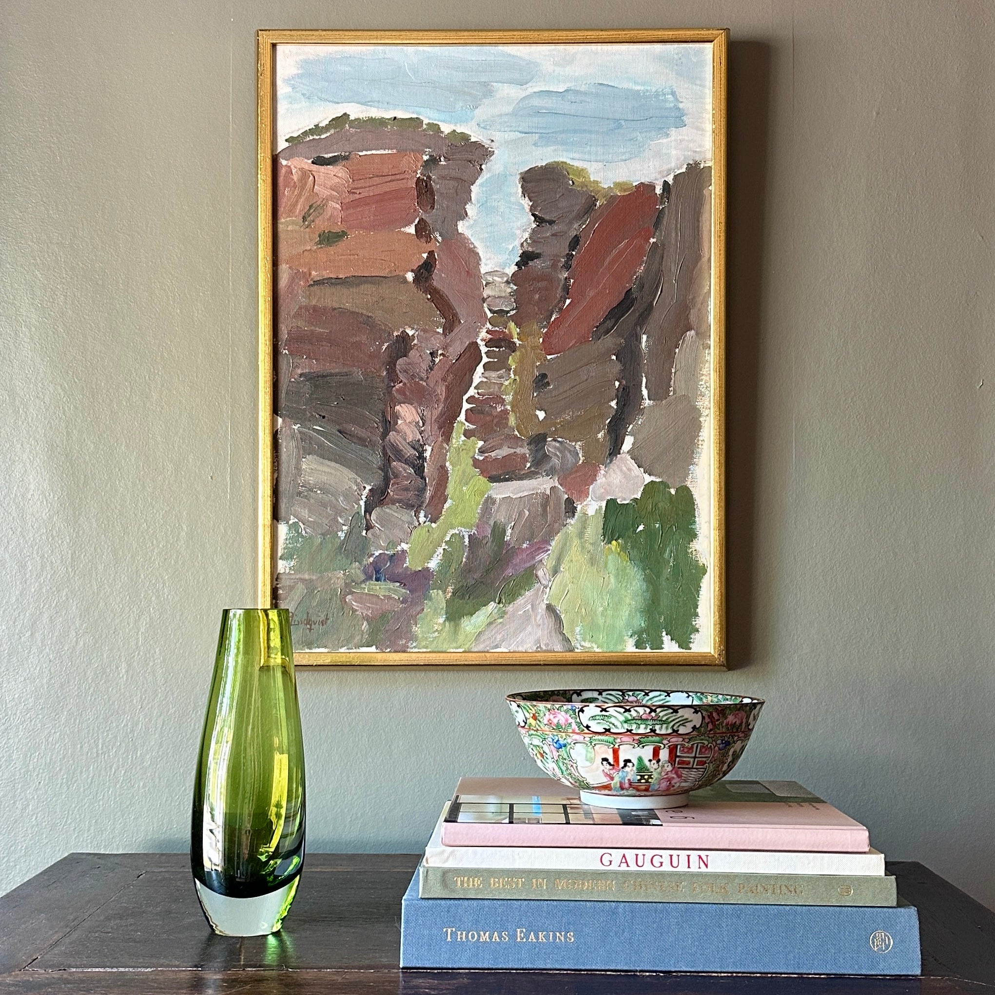 Vintage Art Room Mid Century Original Coastal Landscape from Sweden