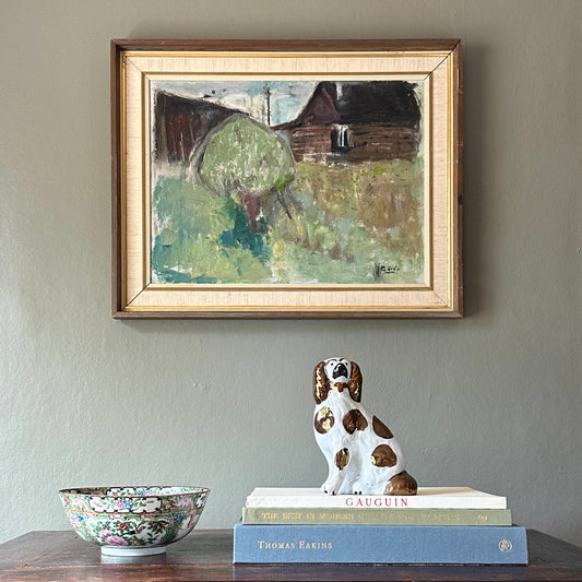 Vintage Farmhouse Oil Painting From Sweden by J Bören