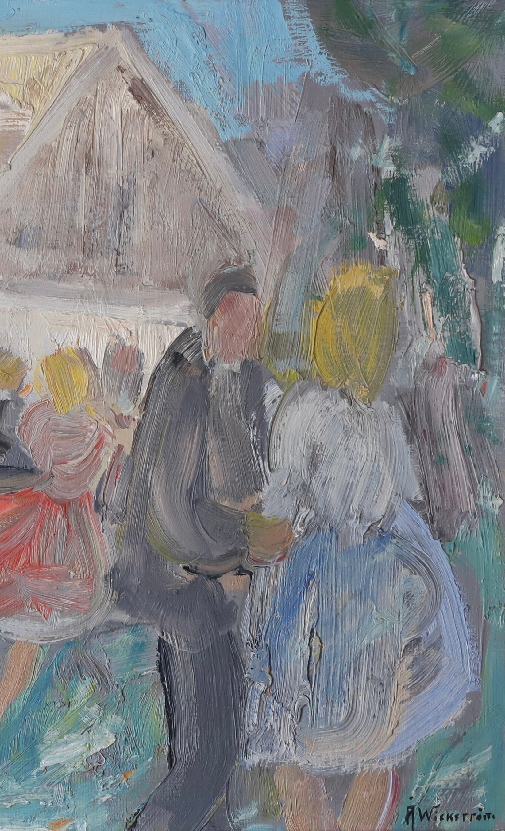 Vintage Art Room Mid Century Original Oil Painting from Sweden